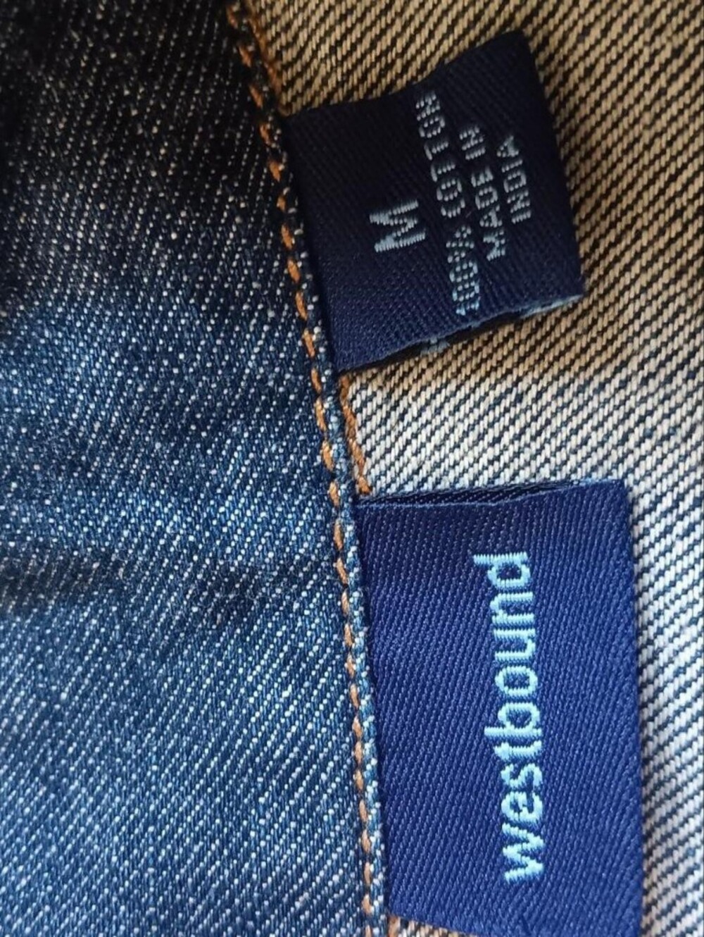 Western Grunge Westbound Denim Sequin Cotton Jacket Button Up Medium Blue Jean - Picture 4 of 9